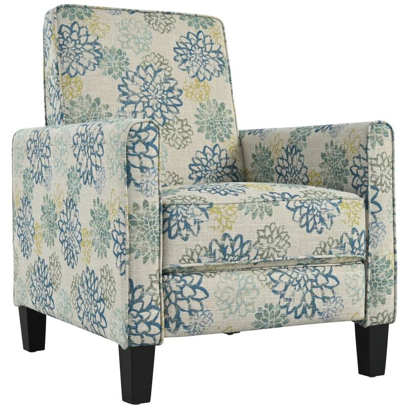 Recliner Chair with Adjustable Push-Back Mechanism, Armchair with Wood Legs, Deep Seating Lounge Chaise Chair