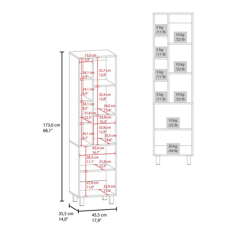 Storage Cabinet with 2 Doors and 9 Shelves Freestanding Vertical Design