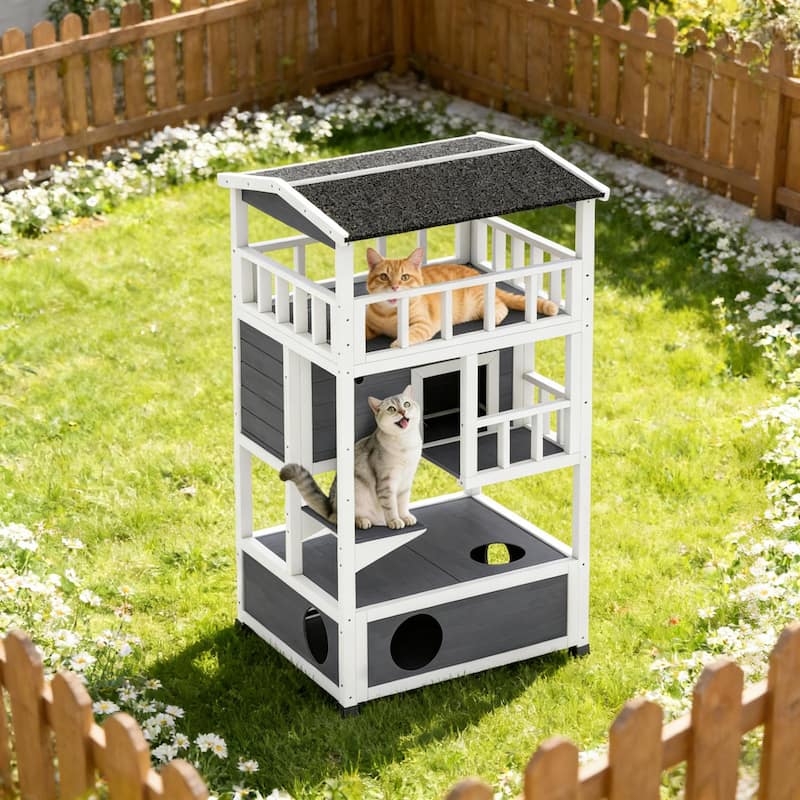Feral Cat Shelter,Pet House,Wooden Outdoor Cat House