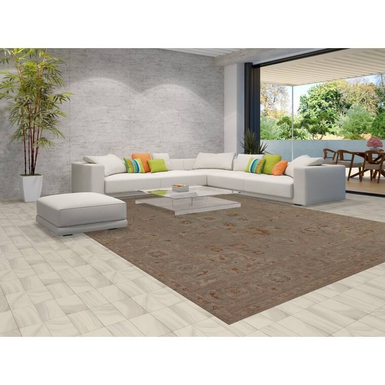 Floral Vegetable Dye Oushak Turkish Large Rug Hand-Knotted Wool Carpet - 10'3"x 13'9"