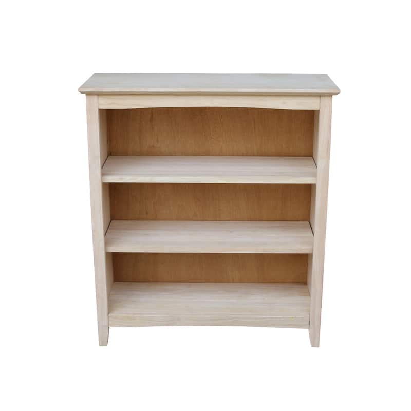 Shaker Solid Wood Bookcase - 36 Inch - Unfinished