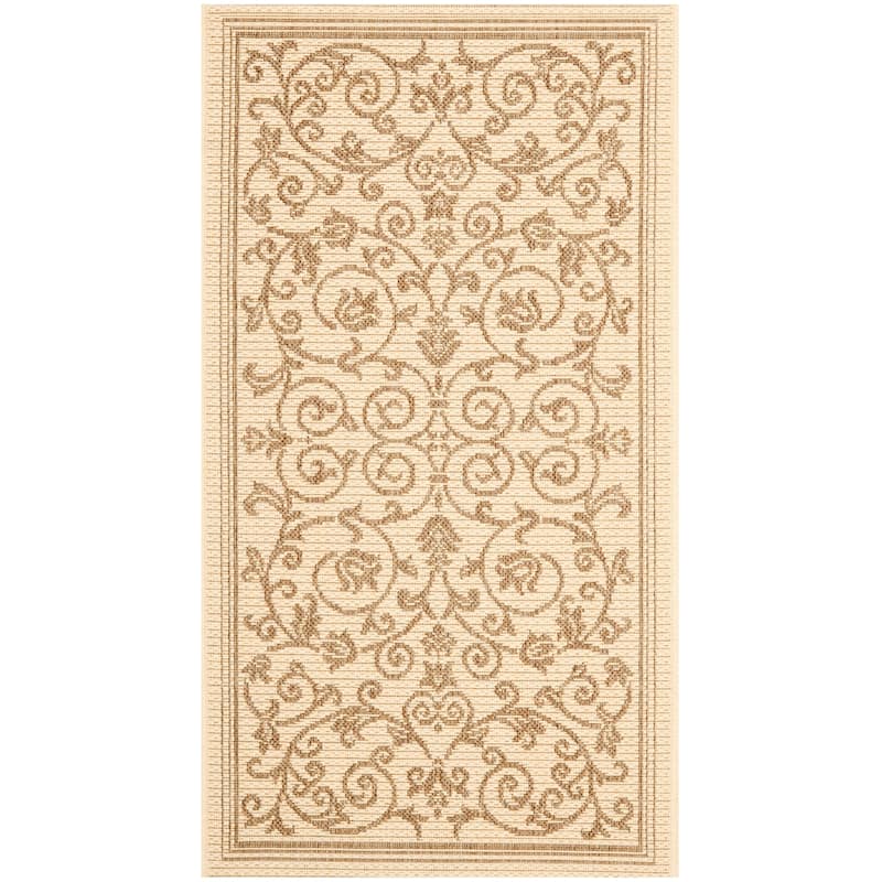 SAFAVIEH Courtyard Clarine Indoor/ Outdoor Waterproof Patio Backyard Rug - 2' x 3'7" - Natural/Brown