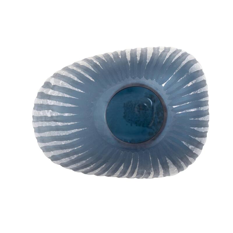Allan Andrews Contemporary Asymmetrical Matte Blue & Silver Glass Vase Collection