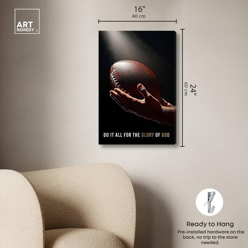 Glory of God Football Canvas by Art Remedy, Gallery Wrapped