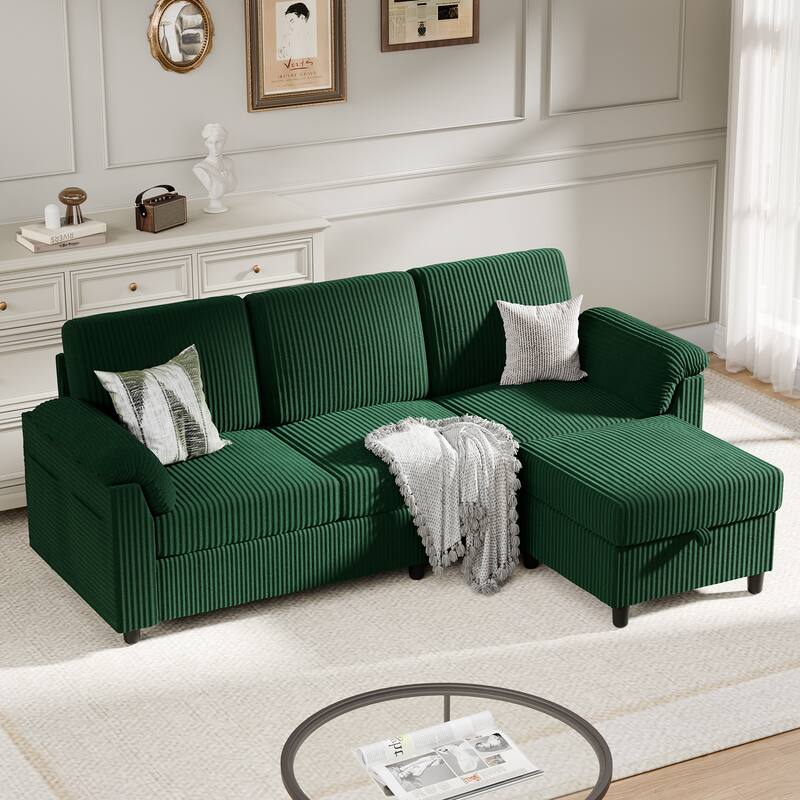Futzca ​Sectional Sofa Couch, 3 Seat L Shaped Sofa with Removable Pillows