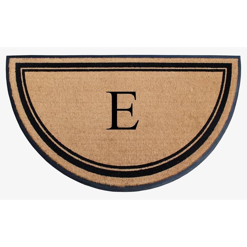 A1HC Natural Coir & Rubber Hand Flocked Thick Durable Monogrammed Doormats, 36" x 72" - Beige Picture Frame - E