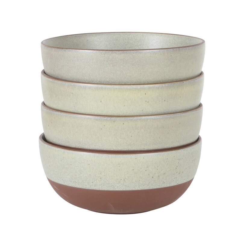 Gibson Elite William Crest 4 Piece Cereal Bowl Set, 6.25" Round Stoneware Reactive Glaze Finish, Soup, Dessert & Snack Bowls