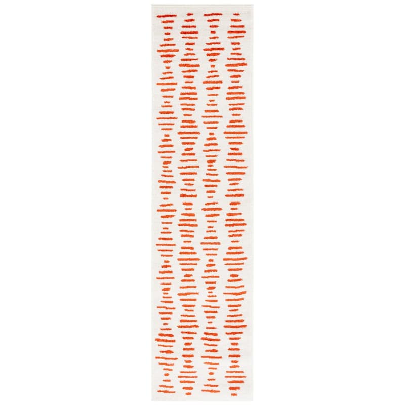 SAFAVIEH Tulum Constance Moroccan Boho Rug - 2' x 8' Runner - Ivory/Rust