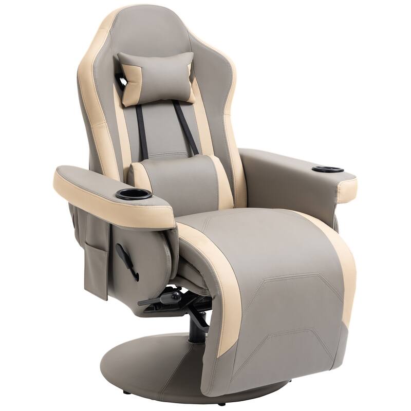 Manual Recliner Armchair Pu Leather Lounge Chair W/ Adjustable Leg Rest