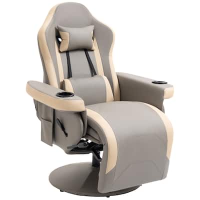 Manual Recliner Armchair Pu Leather Lounge Chair W/ Adjustable Leg Rest