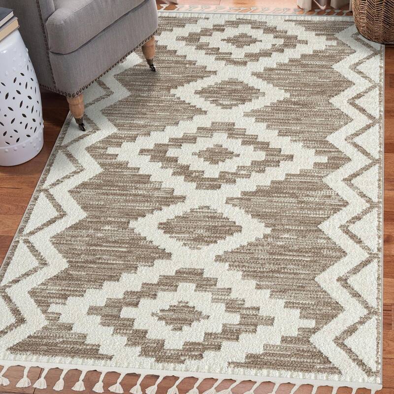 Luxe Weavers South Western Geometric Diamond Area Rug, Indoor Fringe Carpet