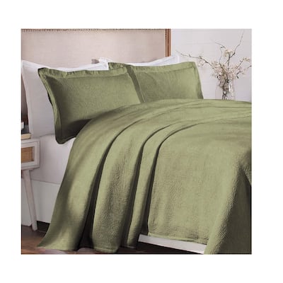 Superior Victory Cotton Matelasse Jacquard Medallion Scroll Bedspread Set
