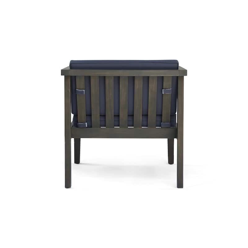 Newbury Club Chair Set of 2 Gray Waterproof Acacia Wood Outdoor Patio Furniture