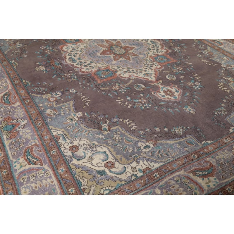 Traditional Tabriz Persian Vintage Area Rug Hand-Knotted Wool Carpet - 9'11"x 12'2"