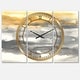 preview thumbnail 2 of 4, Designart 'Gold Glamour Direction II' Glam 3 Panels Oversized Wall CLock - 36 in. wide x 28 in. high - 3 panels