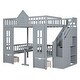 preview thumbnail 5 of 7, Gray Full-over-Full Bunk Bed with Upper Bed & Desk