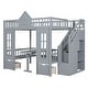 preview thumbnail 32 of 52, Solid Wood Bunk Bed Frame with 2 Drawers, Storage Stairs and Adjustable Table, Bunk Bed Turn into Upper Bed and Down Desk