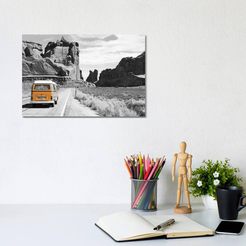 iCanvas "Orange Camper Van" by Pixy Paper Canvas Print - 8x12x0.75