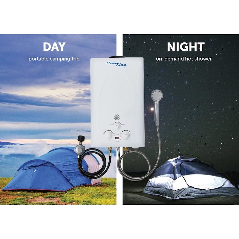 Flame King Portable Tankless Water Heater Propane Outdoor Shower 10L