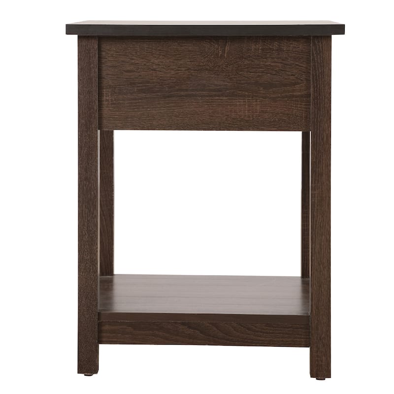 Rectangular Nightstand with Pull Drawer and Storage Shelf - 24" - Brown