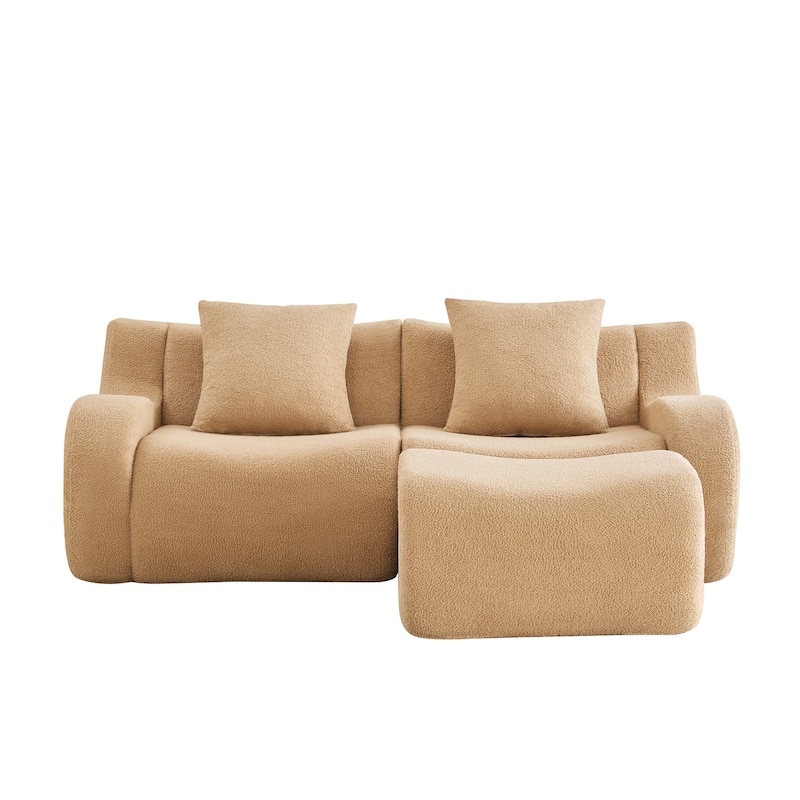 GDF Studio - Fairford L-Shaped 2-Seat Modular Sofa With Curved Armrests & Non-Slip Base