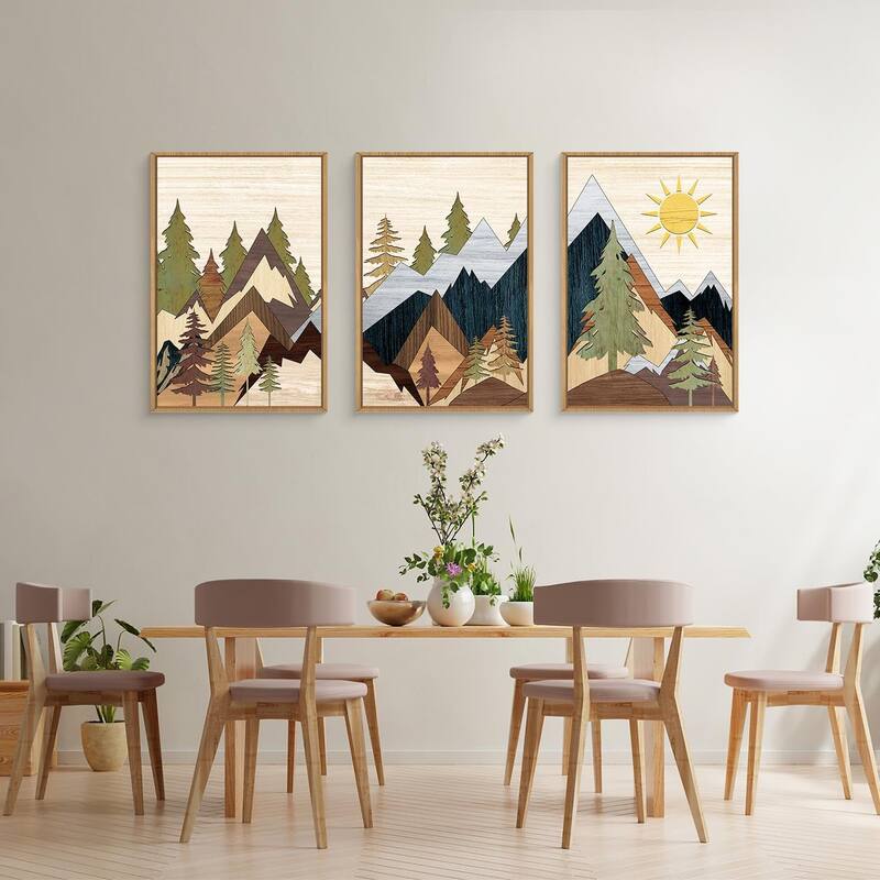 Nature Wilderness Illustration Wall Decor, Woodcut Forest