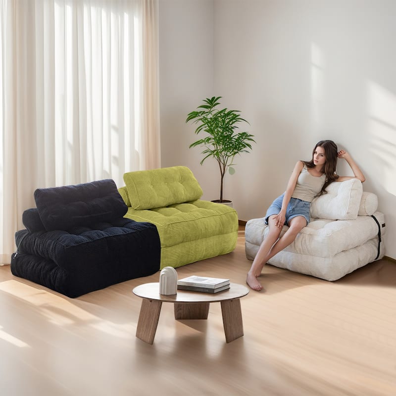 8"Corduroy Folding Couch Sofa Bed,Single