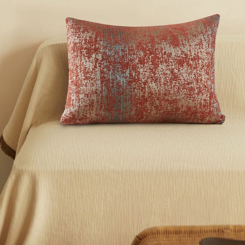 2-Piece Jacquard Chenille Zippered Lumbar Pillow Cover Set