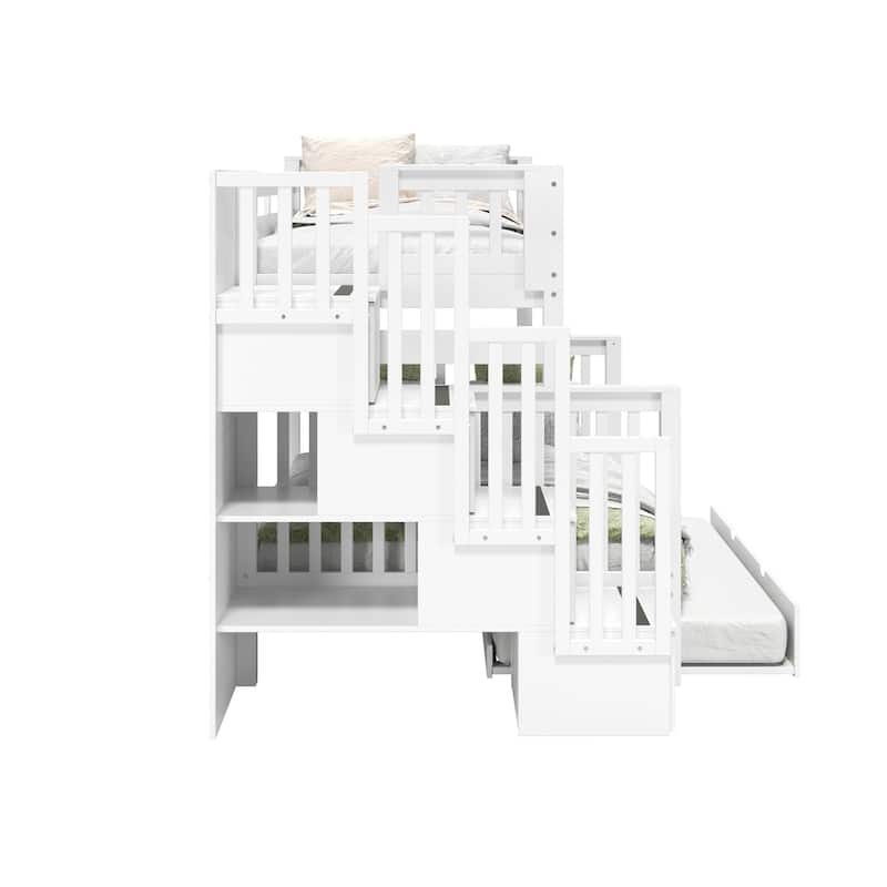 Taylor & Olive Trillium Twin over Full Stairway Bunk Bed, Twin Trundle