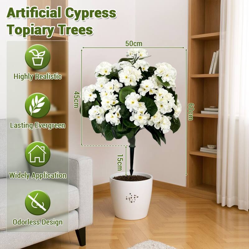 Set Of 2 Artificial Begonias With Ground Spike, 60 Cm Outdoor Decoration Artificial Plant With Flower
