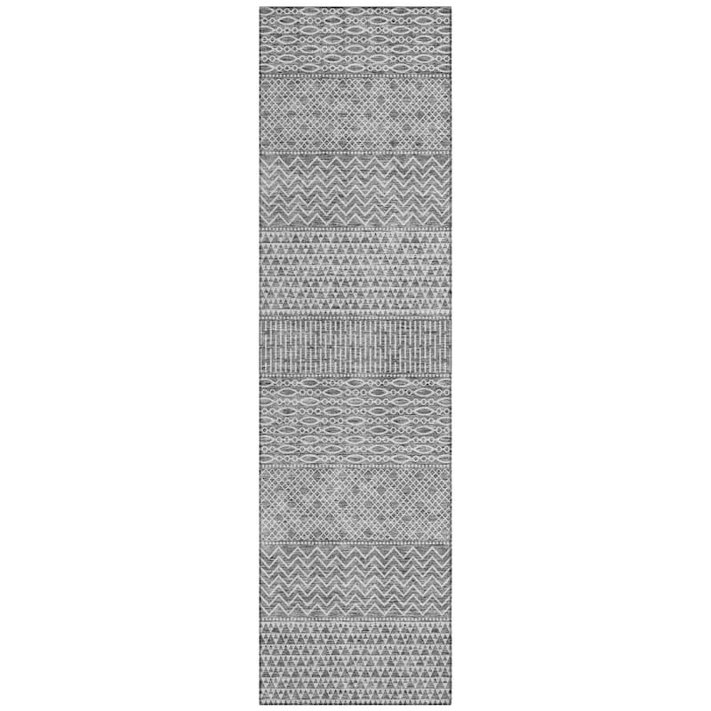 Machine Washable Indoor/ Outdoor Modern Stripes Chantille Rug