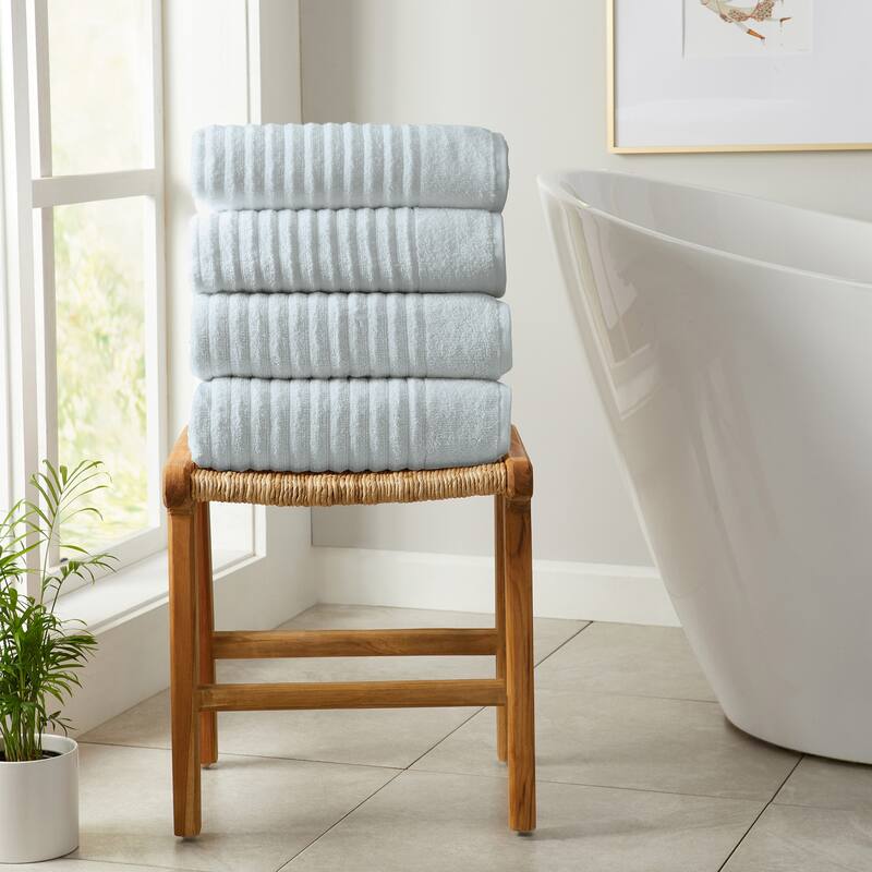 Linery & Co. Combed Cotton Bath Towel Set - Bath Towel (Pack of 4) - Light Blue