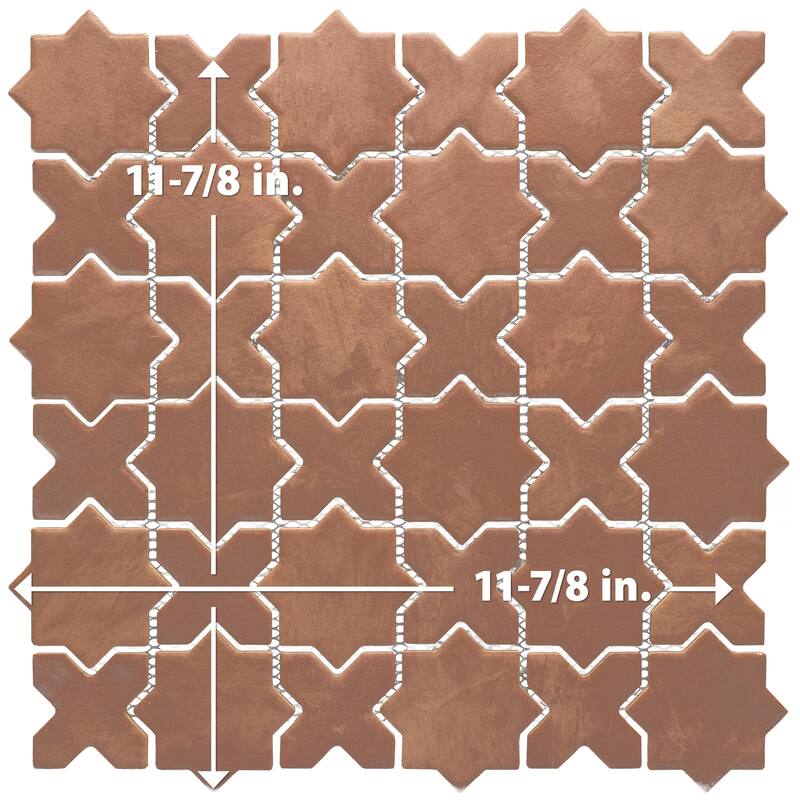 Merola Tile Sentier des cotto 2" Star Cross 11-7/8" x 11-7/8" Porcelain Mosaic Floor and Wall Tile
