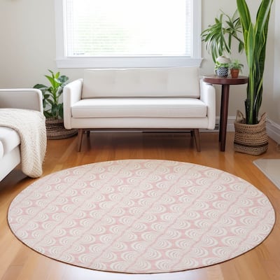 Machine Washable Indoor/ Outdoor Wavy Modern Chantille Rug