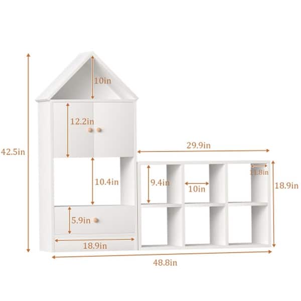 dimension image slide 0 of 2, House-Shaped Children's Bookshelf，Multi-Functional Organizer for Books & Toys