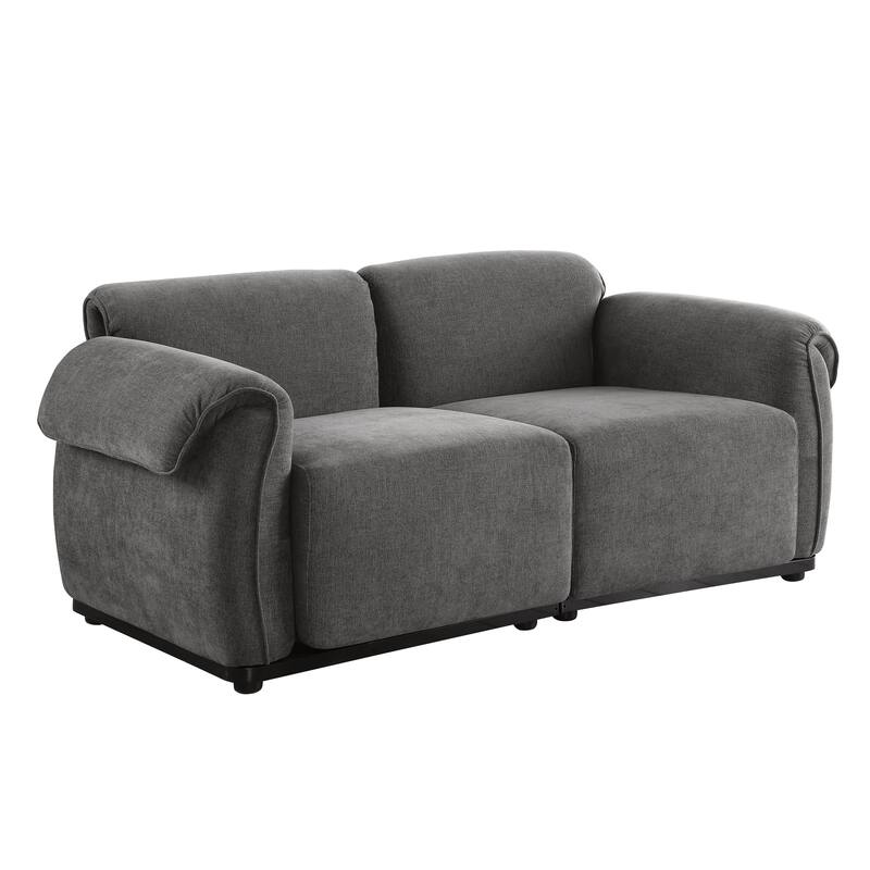 68.5" Chenille Modular Sofa - Fashionable Small Sectional with Iron Frame for Living Room, Bedroom