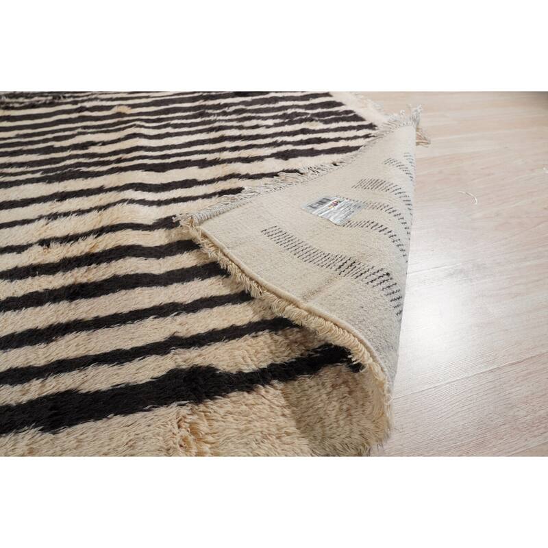 Yellow Hand-Knotted Wool Art Deco Rug, 8' x 10', soft cozy area accent - L