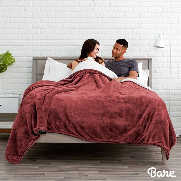Bare Home Sherpa Fleece Blanket Reversible Plush Bed Blanket Overstock 28530310