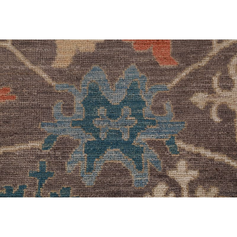 Hand Knotted Oriental 100% Wool Carpet Transitional All-Over Greys & Charcoal Oushak Area Rug - 12' 3'' X 9' 0''