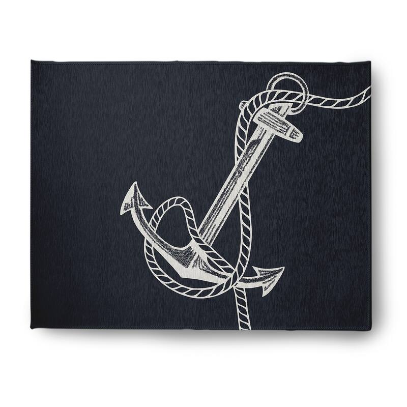 Anchored Nautical Chenille Rug - Shark Blue - 8' x 10'