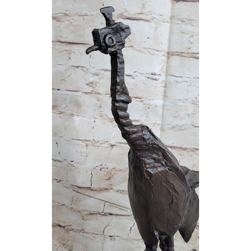 Pablo Pico Steampunk Abstract Ostrich Bird Bronze Statue Sculpture Figure On Marble Base