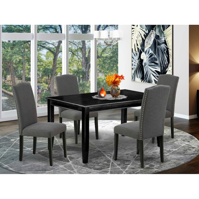 HomeStock 5-Pc Black Finish Solid Wood Top-Rectangular Dining Room Set-Seats 4