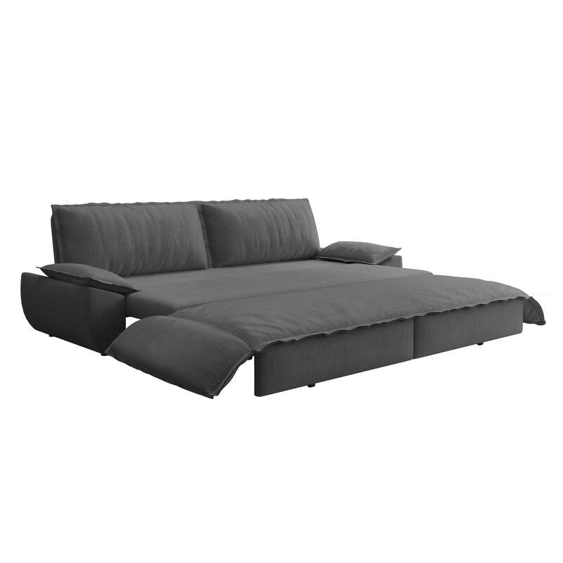 GDFStudio - Corduroy 73.2" 3-in-1 Convertible Pull Out Sofa Bed