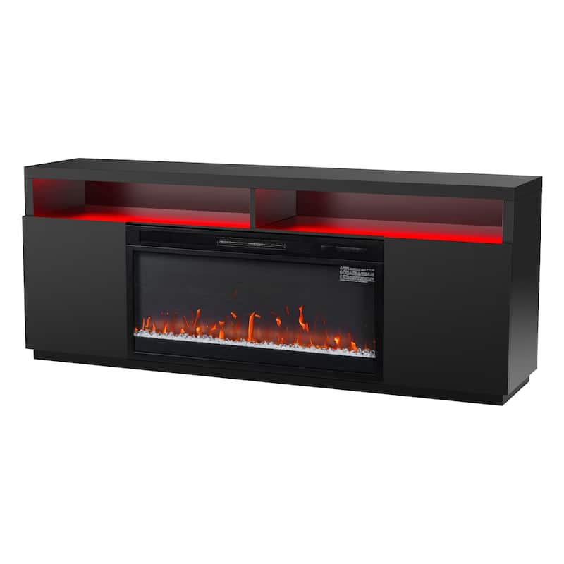 68" Modern Black RGB Electric Fireplace TV Stands Console for TVs Up to 72-inch