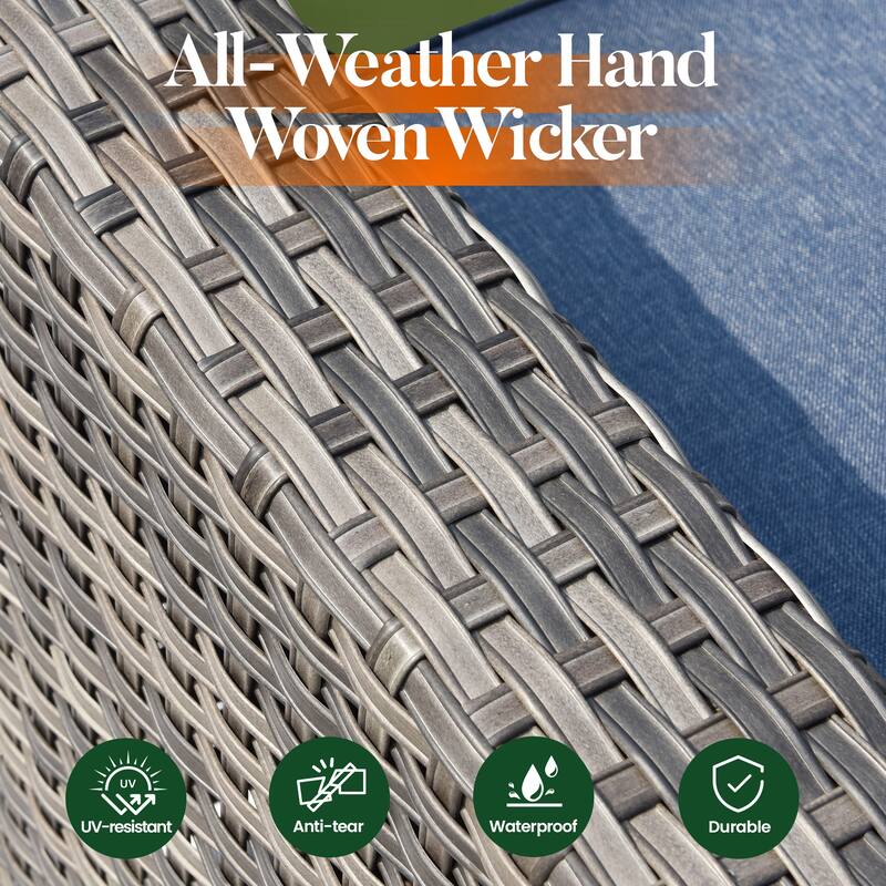 HOOOWOOO 10-piece Wicker Patio Furniture Sectional Sofa Set Swivel Rocker with Fire Pit Table