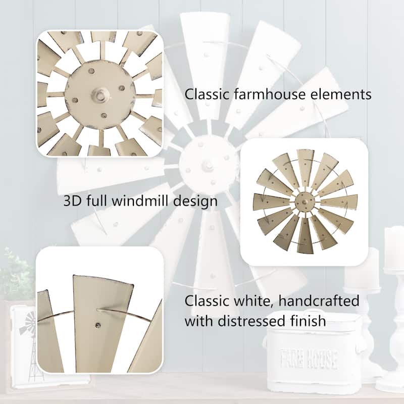 Glitzhome 28.5"D Oversized Farmhouse Metal Wind Spinner Wall Decor