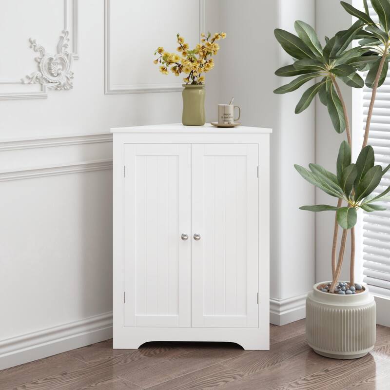 Floor Corner Cabinet With 2 Doors And Adjustable Shelves