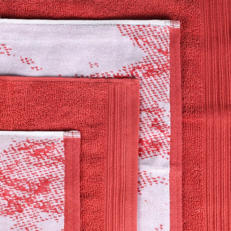 Superior Marble Solid Cotton Jacquard Border Bath Towels (Set of 4)