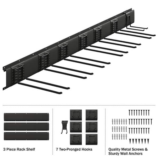Ski Rack Wall Mounted, Skis Storage Rack For Garage With Top Storage Shelf Customizable Spacing Garage Ski Holder Wall Holds 280lbs Steel