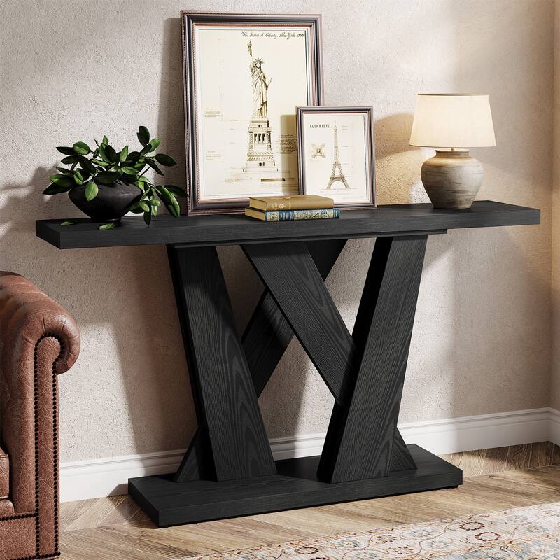 55 Inch Farmhouse Console Table for Entryway / Living Room - Black